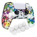 OIVO INDIA Multicolor Cover for PS5 Game Controller Remote Sleeves with White ThumbGrip Set