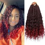 8 Packs Boho Crochet Braids Hair Extensions -14 Inch Crochet Box Braids Extensions Hair Curly Ends Crochet Hair for black women Goddess Box Braids Boho Braids Crochet Hair Pre Looped(1B/Bug#)