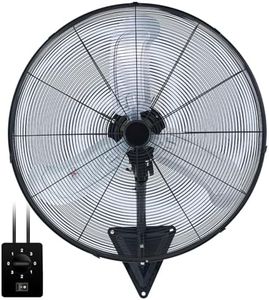 30" Wall Mount Fan, 9500CFM Heavy Duty Wall Fan with 3-Speed & Adjustable Tilt, 30 Inch High Velocity Industrial Oscillating Fans for Garage, Factory, Patio, Indoor, Porch, Shop & Commercial Use