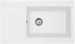 Liquida KAV860WH 1.0 Bowl Composite Reversible White Kitchen Sink and Waste Kit
