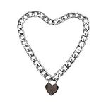 Intimate Lover Heart Chain Necklace Collar Heart Padlock Choker for Men, Women and Pet, Metal