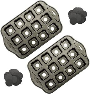 Tosnail 12 Cavity Mini Cheesecake Pan Cupcake Pan with Removable Bottom Square