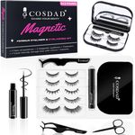 COSDAD Magnetic Eyelashes with Case Kit - Natural Looking Magnetic lashes -Reusable False Eyelashes with Eyeliner and Applicator-No Glue Needed, Waterproof and Long Lasting Fake Eyelashes-12 Piece Set