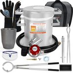 GONGYI USA Propane Melting Furnace Kits, 6kg(13LB) Graphite Crucible 1kg Ingot Mold Up to 2700℉, Made of Stainless Steel Barrel, Smelt Metal, Crucible, with Goggles, Bag and High Temperature Gloves