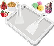 Kixre Ice Cream Maker Pan 3pcs Set, Frozen Yogurt Sorbet Gelato Roll Maker Plate, Family Fun & Healthy Alternative DIY at Home, Need Frozen in Refrigerator Before Use (White)