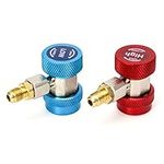 QWORK® R134A Adapter, Quick Coupler Connector Fittings, High& Low AC Manifold Gauge Hose Conversion kit with 1/4" SAE HVAC