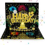 ARbuliry® Birthday Card, 3D Pop Up Birthday Gifts with Music, Lights and Blowable Candle, for Women Men Husband Wife Mum Dad Sister Niece Friend, Funny Birthday