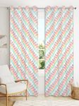 Vendola Printed 2 Piece Polyester Eyelets Blackout Opaque Curtains with Tie Back, for Bedroom and Living Room (Long Door (9 Feet), Multicolour Zigzag)