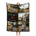 Custom Photos Blanket Memory Gift with Photo Text Collage Customized Blankets Gift Personalized Throw Blanket for Family Mom Dad Kids Wife Lover 60"x50", 5 Photos Collage-new, 60"x50"