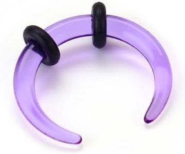 BodyBonita 1Pcs Septum Stretching Kit - 10G Acrylic Stretched Septum Pincher Taper Rings C Shape Ear Gauge Nose Cartilage Piercing Jewelry for Women Men Purple 12mm