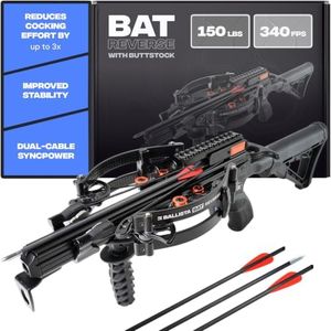 BALLISTA BAT Reverse T-Stock Crossbow, 340 FPS, Hunting Fishing Target