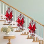 iDopick Cordless Pre-Lighting Stair Decoration, Christmas Wreath for Indoor Outdoor Home Christmas Front Door Holiday Wall Window Ornament