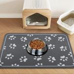 Dog Bowl mat and Dog Feeding mat, Dog mat for Water Bowl, Absorbent Non-Slip pet Water Bowl mat Quick Drying Dog Food mat cat matt for Food and Water(Dark Grey+24.2x16.9in+Rectangular)