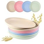 Wheat Straw Plates, Cookmaster 10 inch Lightweight Unbreakable Deep Dinner Plates, Plastic Plates Reusable, Assorted Colors Dinnerware Sets, Microwave & Dishwasher Safe (8 Pack)