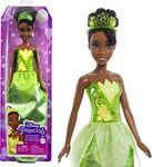 Mattel Disney Princess Toys, Tiana Fashion Doll, Sparkling Look with Brown Hair, Brown Eyes & Tiara Accessory, Inspired by The Princess & The Frog