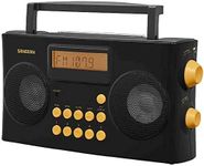 Sangean PR-D17 AM/FM-RDS Portable Radio Specially Designed for The Visually Impaired with Helpful Guided Voice Prompts, Black, 10 Station Presets (5 AM, 5 FM), Stereo/Mono Switch, Alarm Timer