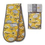 Cooksmart Double Oven Gloves Heat Resistant | British Designed Heat Resistant Oven Gloves | Modern Oven Mitt & Potholder for Home Cooking | Heat Protection Kitchen Oven Gloves - Retro Meadow