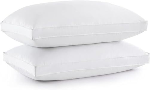 Goose Down Feather Pillows with 100% Cotton Cover, Soft Gusseted Bed Hotel Collection Pillows for Sleeping, Set of 2, Queen Size