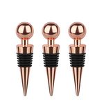 3pcs Wine Stoppers, Wine Bottle Stopper, for Corks Champagne Beer Saver Red Wine Accessories Stainless Steel Bottles Stoppers (Rose Gold)