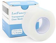 2 Rolls 1inch x 10Yards LotFancy Transparent Medical Tape, Adhesive Clear Hypoallergenic Surgical Tape, PE First Aid Tape for Wound, Bandage, Sensitive Skin, Latex Free