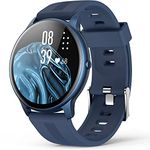 Smart Watch for Android iOS, AGPTEK 1.3'' Full Touch Fitness Tracker IP68 Waterproof Bluetooth Round Sports Smartwatch with Heart Rate Monitor Message Notification DIY Watch Face for Men Women (Blue)