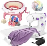 Mini Sewing Machine & Knitting Machine - Portable Sewing Machine for Beginners with Extension Table, Sewing Kit Sentro 48 Needle Knitting Machine for Kids & Adults to Craft Hats, Scarves, Gloves