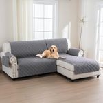BellaHills 100% Waterproof Sofa Cover L Shape 2 Piece Couch Covers Sectional Chaise Sofa Slipcovers Non Slip Furniture Protectors for Dogs (Right Chaise Lounge Cover + 2 Seat Sofa Cover, Grey)
