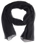 Lang Horn Black Crinkle Chiffon Scarf Sheer Wrap for Women 66" X 20"