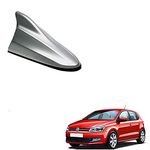 Auto Pearl Shark Fin Antenna Universal Replacement Car Antenna Roof Aerial ABS Material Waterproof Rubber Ring AM FM Radio Signal Compatiable with - Polo (Color Silver)