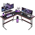 Devoko L Shaped Gaming Desk Corner Gaming Desk 130x130x75cm Computer Desk Large PC Writing Table with Monitor Stand for Home and Office,Carbon Fibre Black