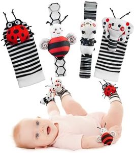 Infinno High Contrast Baby Toys Infant Rattle Socks and Wristband Set, Ideal Baby Sensery Toy Gifts for Newborn 0-12 Months, Perpect Black and White Toys for Boys and Girls As Baby Shower Gifts