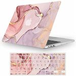 Fancity Case Compatible with MacBook Pro 15 Inch with Touch Bar, Slim Rubberized Hard Plastic Case Cover Shock Proof Protective Case with Keyboard Cover for Mac Pro 15 Inch 2016-2019, Pink Marble