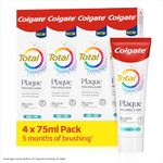 Colgate Plaque Pro-Release Fresh Mint Toothpaste 75ml x4, Dental Plaque Remover Toothpaste, neutralises The Harmful Effect of Bacterial Plaque, dissolves and Lifts Away Gum-harming Plaque