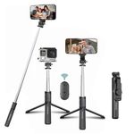 Kratos K3 Extendable Selfie Stick with Tripod Stand up to 100 cms Long, 360° Rotation, Compatible with iPhone, Samsung, Vivo, Redmi, Oppo, Gopro and All Smartphones with Bluetooth Remote