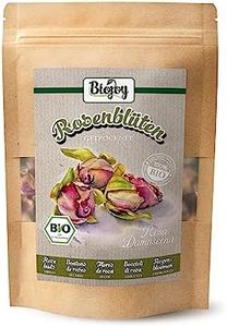 Biojoy Boutons de Roses séchées BIO (75 g), entiers, fleurs comestibles, thé à la rose (Rosa Damascena)