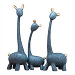 LADROX® Giraffe Sculpture Family of Three Statues Resin Sculptures for Home Decoration, Figurine Accessories, Art Gifts, Crafts, Desk Ornaments (Pack of 3, Blue Color)