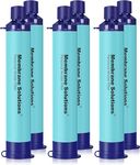Membrane Solutions Water Filter Straw, 0.1 Micron Personal Water Filter Survival Portable Gear, NSF/ANSI 42&372&401 certificated, for Camping, Hiking, Travel, Emergency Preparedness, Blue, 6 Pack