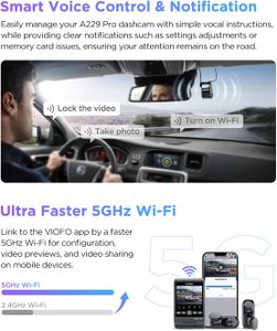 VIOFO A229 Pro 3-Channel 4K HDR Dash Cam – STARVIS 2, WiFi, GPS, 24H Parking