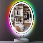ARUMMA Oval Bathroom Mirror with Lights Front Lit RGB Backlit Lighted Oval Mirrors for Bathroom Wall Mounted 30 x 20 Inch Oval Bathroom Vanity Mirror Anti Fog Smart Light up Oval LED Bathroom Mirror