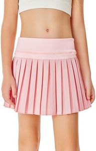 Haloumoning Girls Pleated Skirts with Shorts Athletic Tennis Skorts Sport Performance Skirt with Pockets 4-14 Years Pink