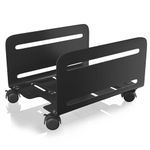 AGPTEK CPU Stand, Mobile Computer Tower Holder with 2 Locking Wheels and 2 Caster Wheels, CPU Steel Rolling Mount for Desktop Tower, Width Adjustable (Black)