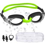 Kids Swimming Goggles, Kids Goggles, Swimming Goggles Kids 6-14 Kids Anti-Fog No Leak Proof Uv Resist Childrens Swimming Goggles Boys Girls Goggles Food Grade Silicone Comfort with Nose Clip, 3-14