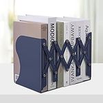 Adjustable Bookends, Metal Book Ends for Shelves Heavy Book, Desk Magazine File Organizer for Home, Office, Books, Papers, Extends up to 19 inches (Royal Blue)