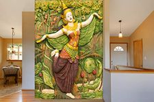 999Store 3D Print Latest Door Living room Bed Room Home Hall wall stickers Sheet roll mural wallpaper 3d Green Trees and Dancing Angel Mural wallpaper for walls ( Vinyl Self Adhesive 48X72 Inches ) NonW460840