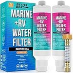 2PK Marine Inline RV Water Filter for Hose Inline Water Filter for Garden Hose in Line RV Water Filter System Outside Camper Boat Car Washing NSF Certified Chlorine Clear Filter Drinking or Wash Down