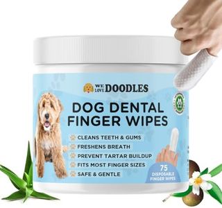We Love Doodles Dog Teeth Cleaning Wipes - Pet Dental Finger Wipes for Dogs - Cleans Teeth and Gums, Freshens Breath Dog Dental Wipes, Prevents Tartar Buildup, Fits Most Finger Sizes