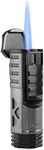 XIKAR Tactical Single-Jet Lighter, Gunmetal and Black - Powerful Flame, Rugged Design with Rest Feature, Pocket Clip, EZ-View Fuel Window, and Adjustable Flame Height - Ideal for Outdoor Use