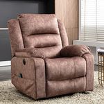 Merax Electric Lift Recliner Chair with USB Port and Padded Seat, Modern Upholstered Reclining Massage Armchair with Heat and Vibration for Elderly for Home Living Room (Brown)