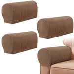 Armrest Chair Covers, Set of 4 Stretch Armchair Covers for Arms，Spandex Polyester Sofa Arm Caps Non Slip Armrest Covers for Chairs Furniture Protector Armchairs Sofa Couches Recliner (Coffee)