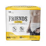 Friends Classic Adult Diapers Pants Style -10 Count (Double Extra Large) with odour lock and Anti-Bacterial Absorbent Core